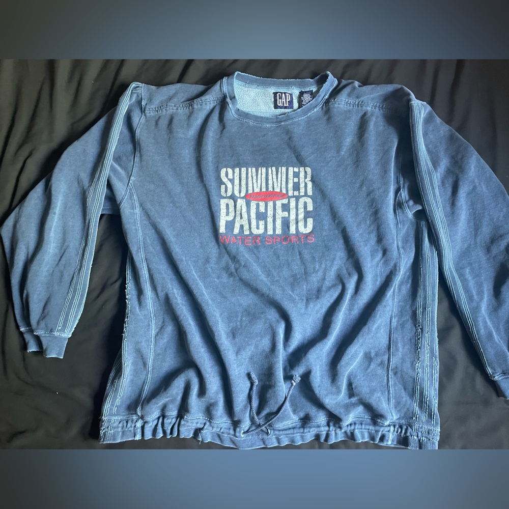 GAP XL Vintage Summer Pacific Surf Pullover With Drawstring blue